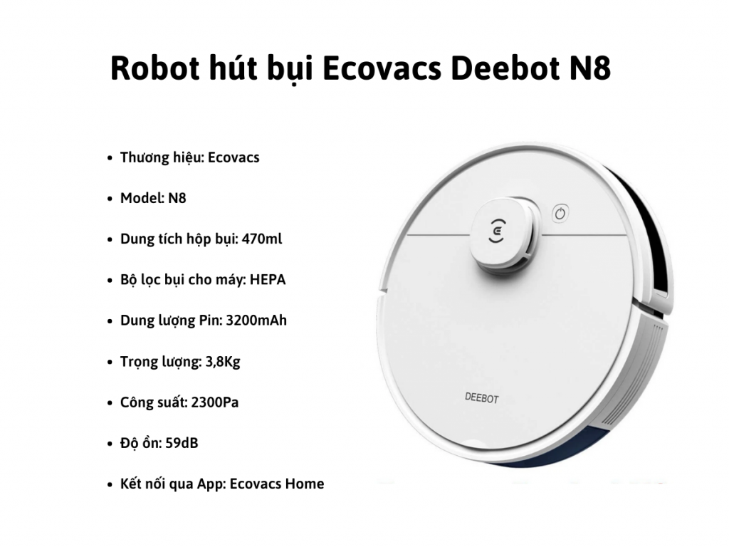 Thông số kỹ thuật của Robot Ecovacs N8