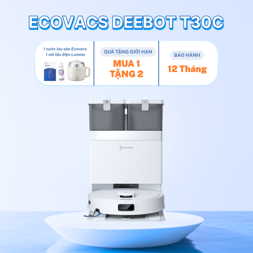 Robot hút bụi lau nhà Ecovacs Deebot T30C 2026 - Trắng/Đen - Ảnh 2