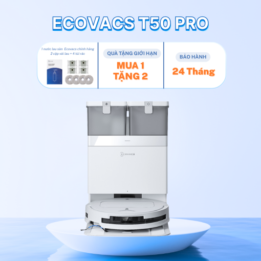 Robot hút bụi lau nhà Ecovacs T50 Pro Omni - Trắng/Đen - Ảnh 2