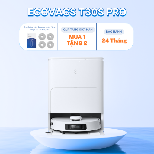 Robot hút bụi lau nhà Ecovacs T30S Pro New 2025 (Trắng/ Đen) - Ảnh 2