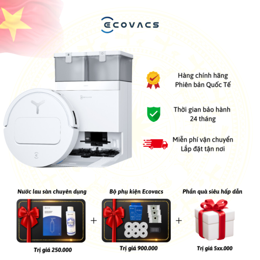 Robot hút bụi lau nhà Ecovacs T50 Pro Omni - Trắng/Đen - Hình ảnh 2