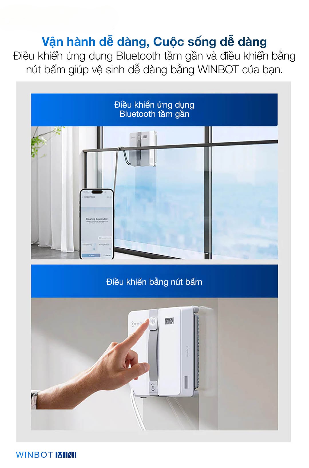 Robot lau kính Ecovacs Winbot Mini – Chính Hãng - BH 24 tháng