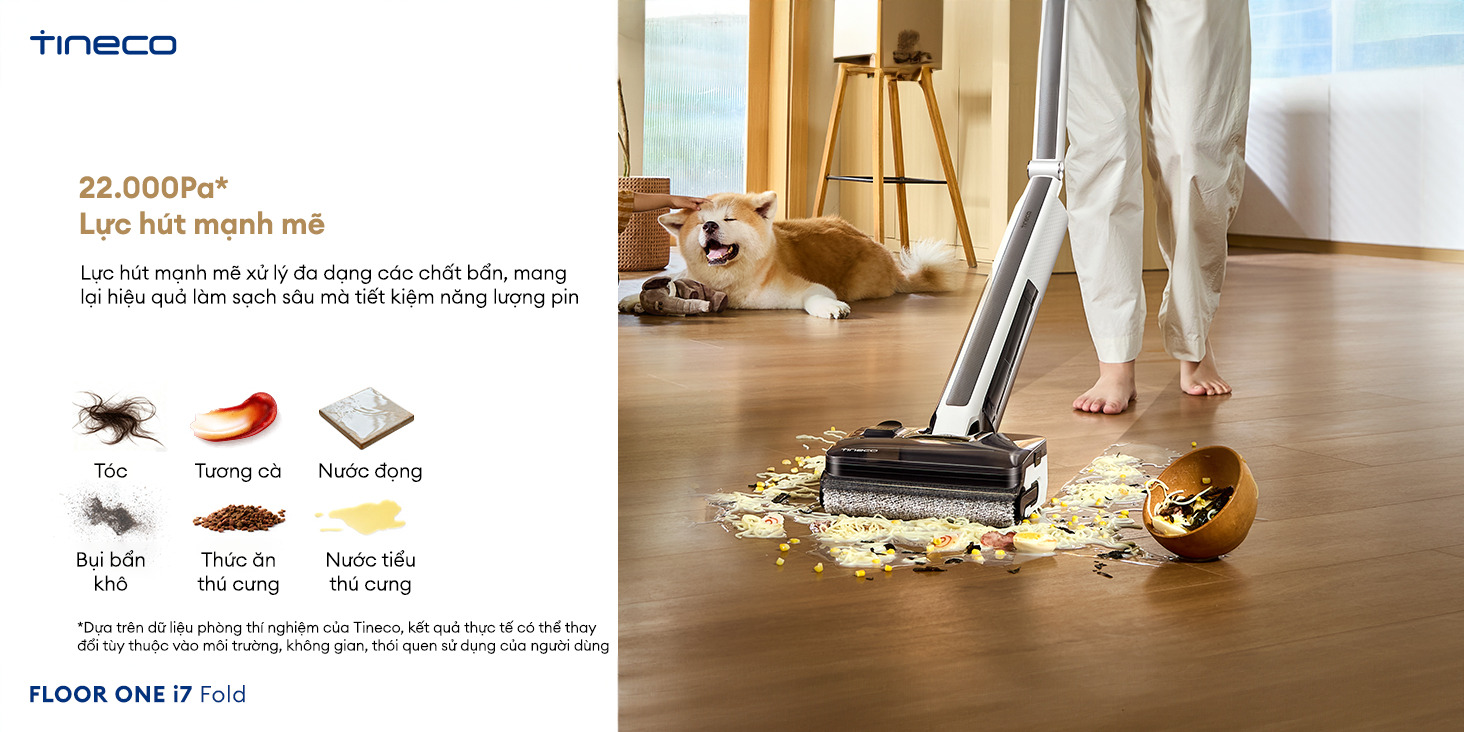 Tineco Floor One i7 Fold lực hút mạnh mẽ