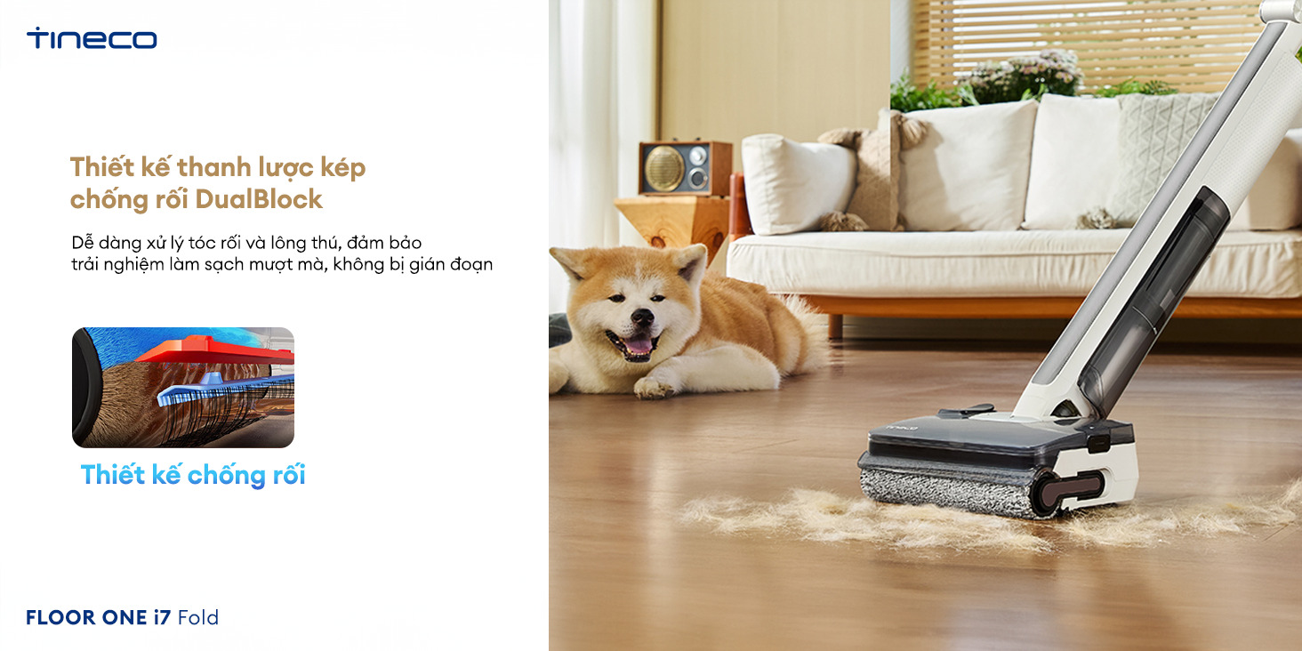 Tineco Floor One i7 Fold công nghệ chống rối