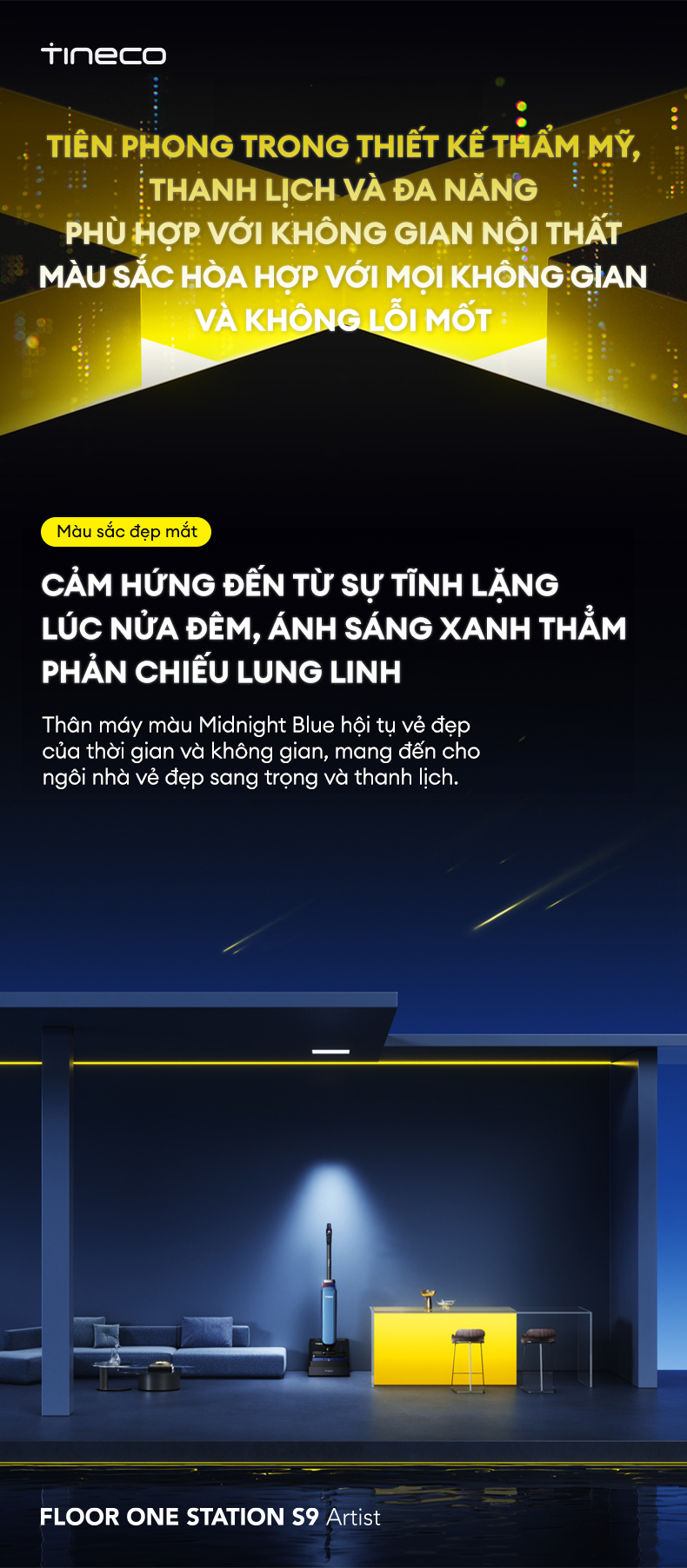 Tineco Floor One Station S9 Artist công nghệ đèn LED