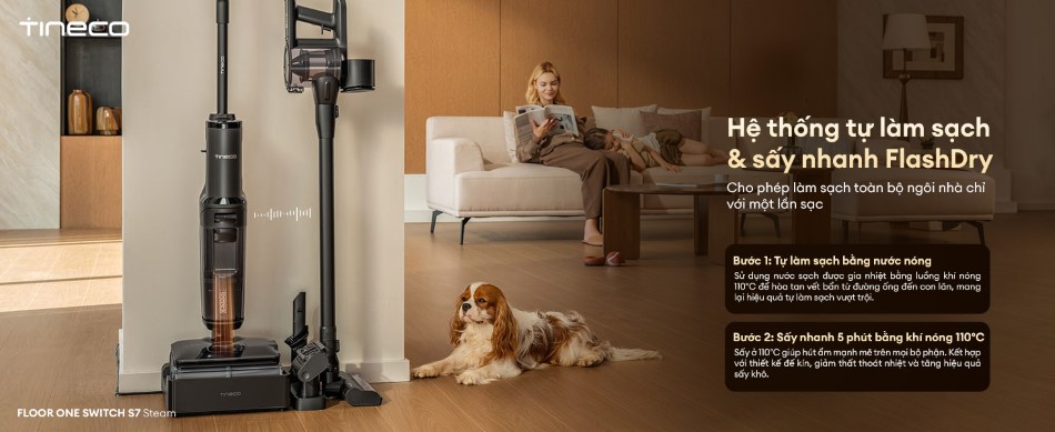 Tineco Floor One Switch S7 Steam thân thiện với thú cưng