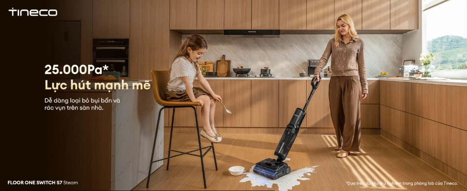 Tineco Floor One Switch S7 Steam lực hút mạnh mẽ